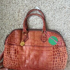 Dooney & Bourke Made In Branson Leather Croc Handbag Light Orange